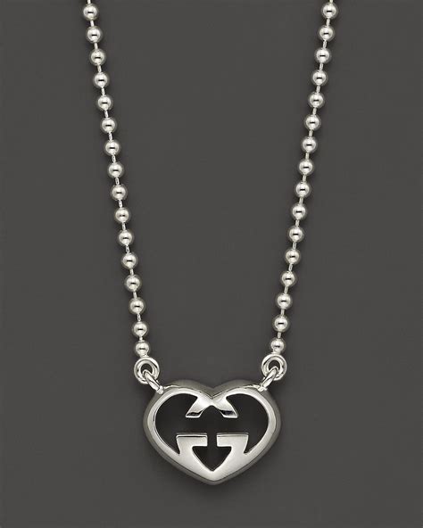 gucci sterling silver heart necklace|More.